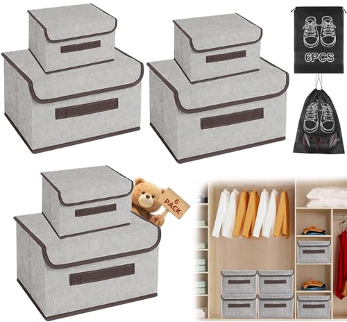Lista de Cajas y arcones de almacenaje los 10 mejores. 40 Caja de Almacenaje, Organizador de 6 Piezas, Organizador Lavable con Bolsa de Almacenaje de 6 Piezas con Tapa, Plegable, Organizador de Tela para Armario, Ropero, Estantería y...