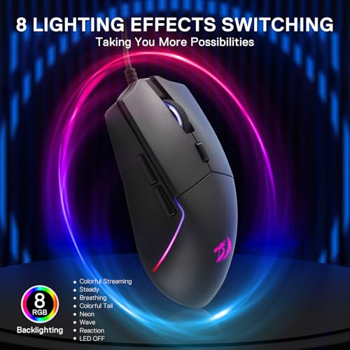 Image of Redragon M730 Wired Gaming Mouse, 10000 DPI, RGB, Programmable, Black | Ergonomic grip, dynamic vibing, tailored for Rookie Streamers & Creators, quick rapid-fire clicker enhancing