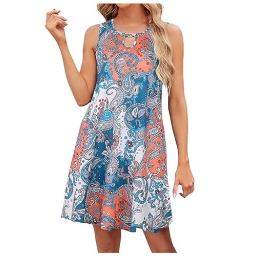 Robe d'été longue genou Veuncos : tunique de plage sans manches pour femme