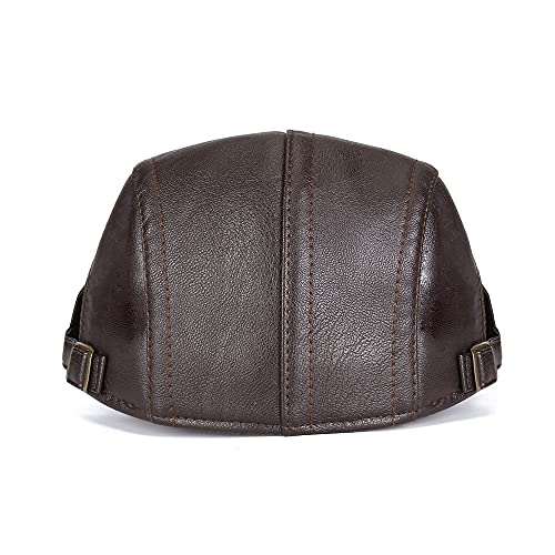 Newsboy Hats For Men Pu Leather Irish Flat Cap Fitted Ivy Hat Retro 1920S Gatsby Hat Mens Beret Cap Hunting Hat Brown #TOP4