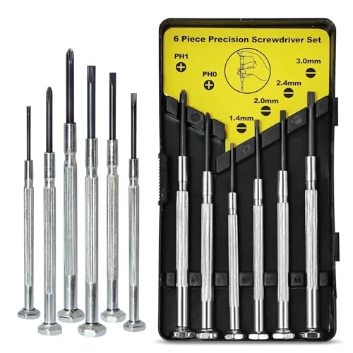 6 PCS Mini Screwdriver Set – Precision Small Screwdriver Kit with Flathead & Phillips – Ideal Glasses Screwdriver Set for Eyeglass, Watch, Jewelry & Electronics Repair