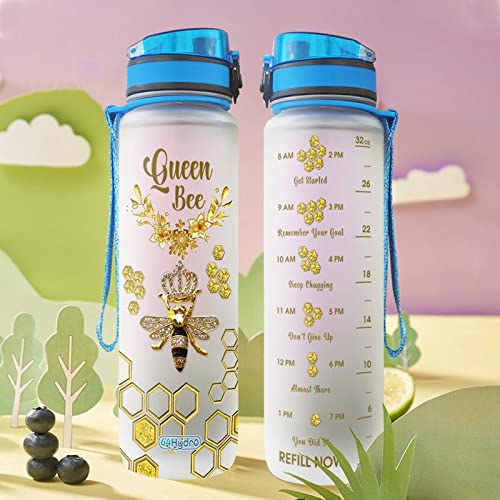 64Hydro 32Oz 1Liter Motivational Water Bottle With Time Marker & Removable Strainer, Flip Top Leakproof Durable Bpa Free Non-Toxic For Home Work Gym Fitness Sports - Queen Bee #TOP8