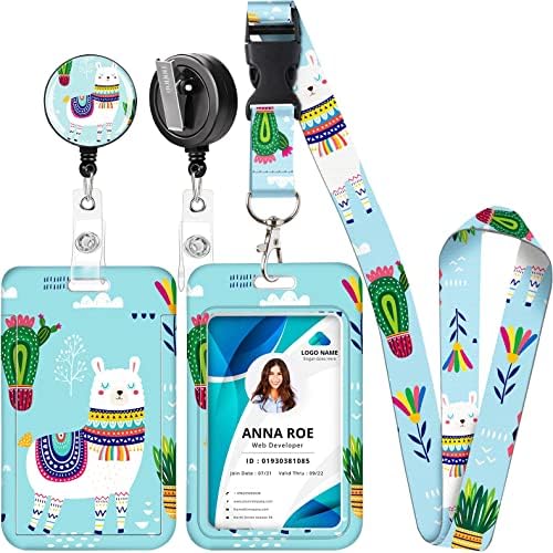 Ivydale ID Badge Holder with Lanyards and Badge Reel, Cute Retractable Name Badge Holders with Lanyard Belt and Reels with Swivel Alligator Clip for Women Men Kids Students Teachers Nurses