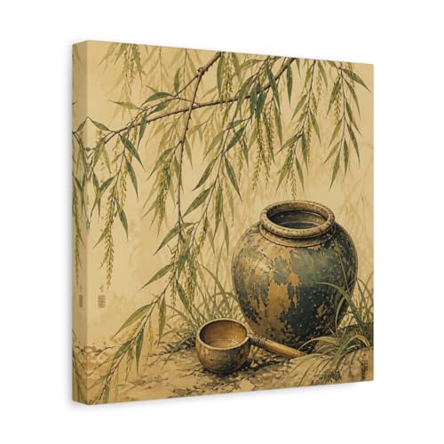 Toile de saule vert haut de gamme finition galerie d'art 30x30cm