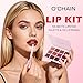 O'CHAIN 12 Colors Matte Lipstick Palette with 12 Lip Liners, All-in-One Professional Lip Makeup Kit, Long-Lasting Waterproof Velvet Lipstick Set, Complete Lip Liner & Lipstick Collection for Women ﻿