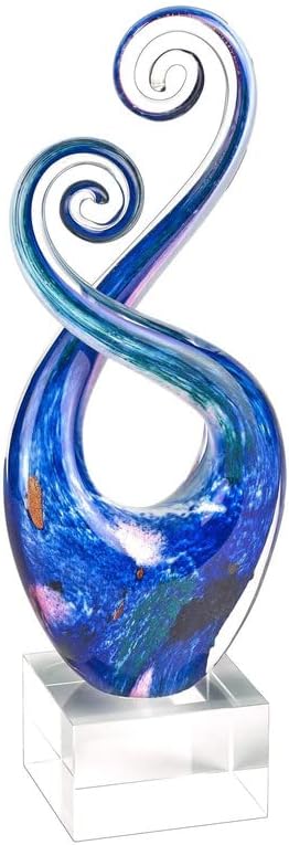Monet Murano-Style Art Glass Centerpiece - 10" Tall Mouth-Blown Glass Sculpture on Crystal Base - Contemporary Home Decor Accent Piece