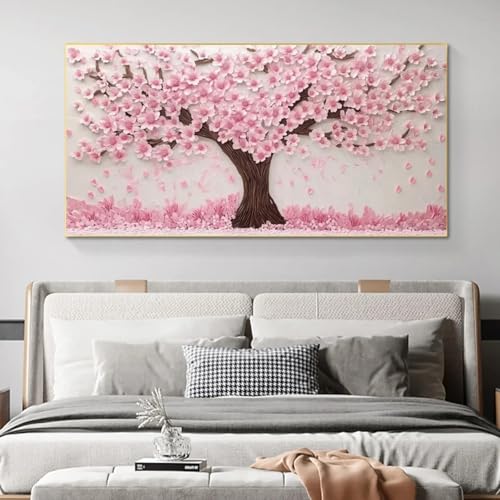 Tableau cerisier en fleurs rose poster paysage de printemps 55x110cm - 5
