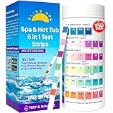 Spa Hot Tub Test Strips 6 in 1, (150 Strips), Easy & Accurate Spa Testing Strips for pH, Alkalinity, Free Chlorine, Total Chlorine, Bromine & Hardness