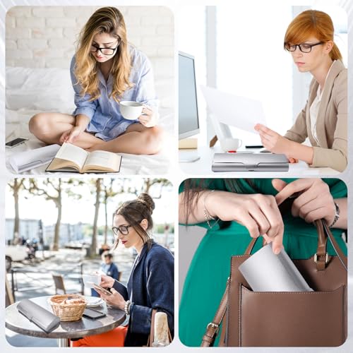 Image of Hifot Aluminium Glasses Case, Slim Reading Glasses Case, Portable Travel Metal Eyeglass Spectacles Protection Hard Shell