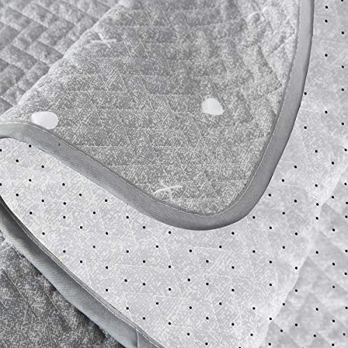 Uozzi Bedding 3 Piece Reversible Gray Dots & Cross Quilt Set King Size 102x90 Soft Microfiber Lightweight Coverlet Bedspread Summer Comforter Set Bed Cover Blanket for All Season - Thumbnail 3