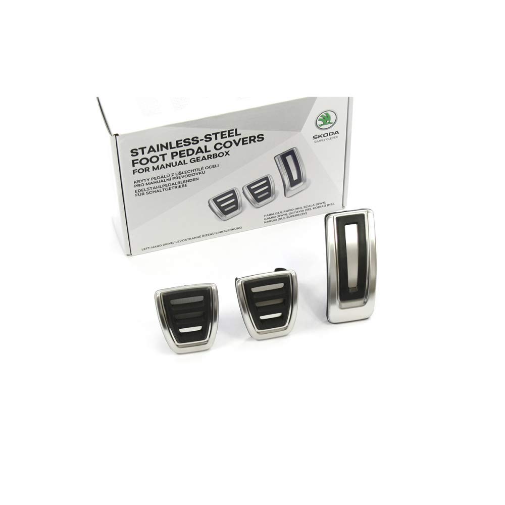Skoda 5E1064200 Pedalkappen 3-teilig Sport Edelstahl gebürstet Tuning Sportpedal, nur für Schaltgetriebe