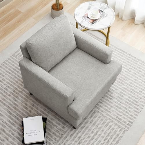 Weture Mid-Century Accent Chair,Modern Linen Fabric Armchair for Living Room,Comfy Upholstered Reading Accent Chairs for Bedroom,Single Sofa Chair with Wood Legs (Light Grey, 1 Pack) Weture Mid-Century Accent Chair,Modern Linen Fabric Armchair for Living Room,Comfy Upholstered Reading Accent Chairs for Bedroom,Single Sofa Chair with Wood Legs (Light Grey, 1 Pack)