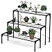 COSTWAY 3-stufiger Metall Blumentreppe Blumenregal, Pflanzenständer Pflanzenregal, Pflanzentreppe Pflanzentöpfe, Blumenbank belastbar bis 30 kg, für Garten Balkon Indoor Outdoor, Schwarz