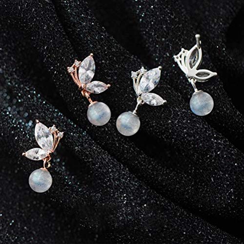 Boucles d'oreilles lune papillon diamant S925 cadeau idéal - 5