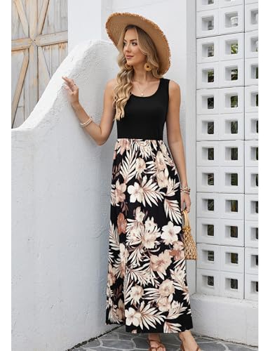 Image of Bluetime Women's Summer Boho Sleeveless Floral Print Tank Long Maxi Dress (S-3XL)