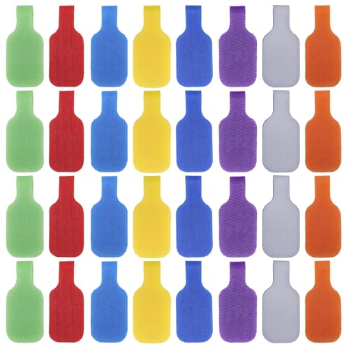 lasuroa 32pcs Reusable Cable Marker Tags, Cord Label Nylon Hook-and-Loop Fastener Ties Multicolored Wire Marking Tag Write on for Home Office Electronic Wire Management and Identification (Style 1)