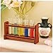 Kisangel 1 Set Miniature Colored Test Tubes with Wooden Rack Simulation Test Tube Model for Dollhouse Equipment for Micro Landscape and Table Decor