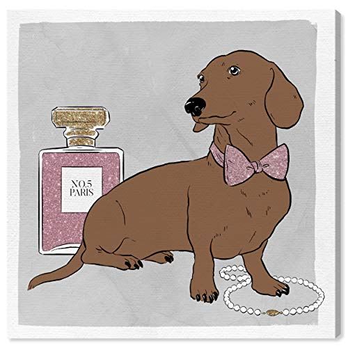 The Oliver Gal Artist Co. Fashion and Glam Wall Art Canvas Prints 'Dachshund and Fashion'