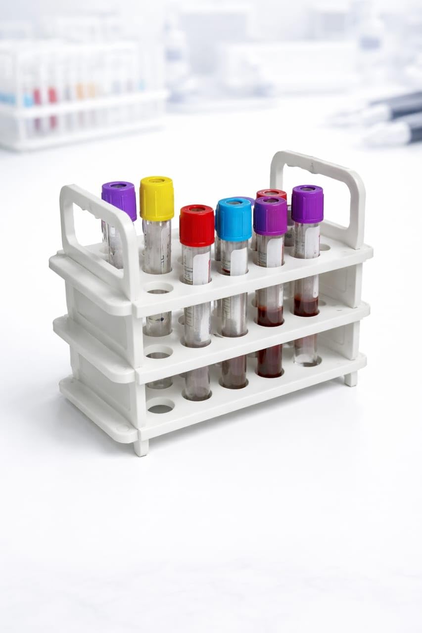 Bio tools® Laboratory Test Tube Rack, 3-Tier, 18 Tubes, 13mm Diameter, White (Pack of 1)