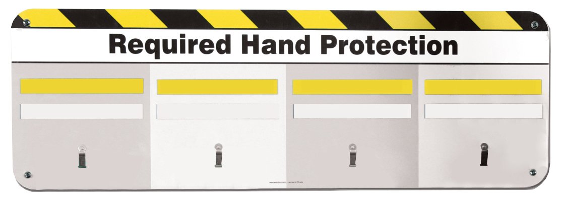 AccuformSIGNS PPL404 The Glove Board, 4-Glove Hand Protection Safety Display, 12-Inch x 36-Inch, Galvanized Steel