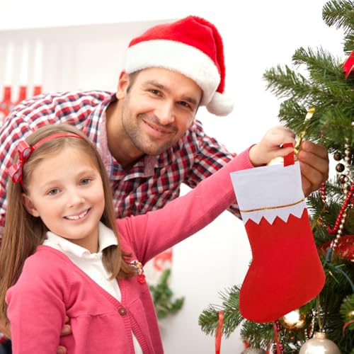 12 Stück Nikolausstrumpf, Rot-weiße Weihnachtsstrumpf Nikolausstiefel, Nikolaus Socken, Weihnachtssocken zum Befüllen & Aufhängen für Kamin, Weihnachtsbaum, Wand, Treppe Weihnachtsdeko
