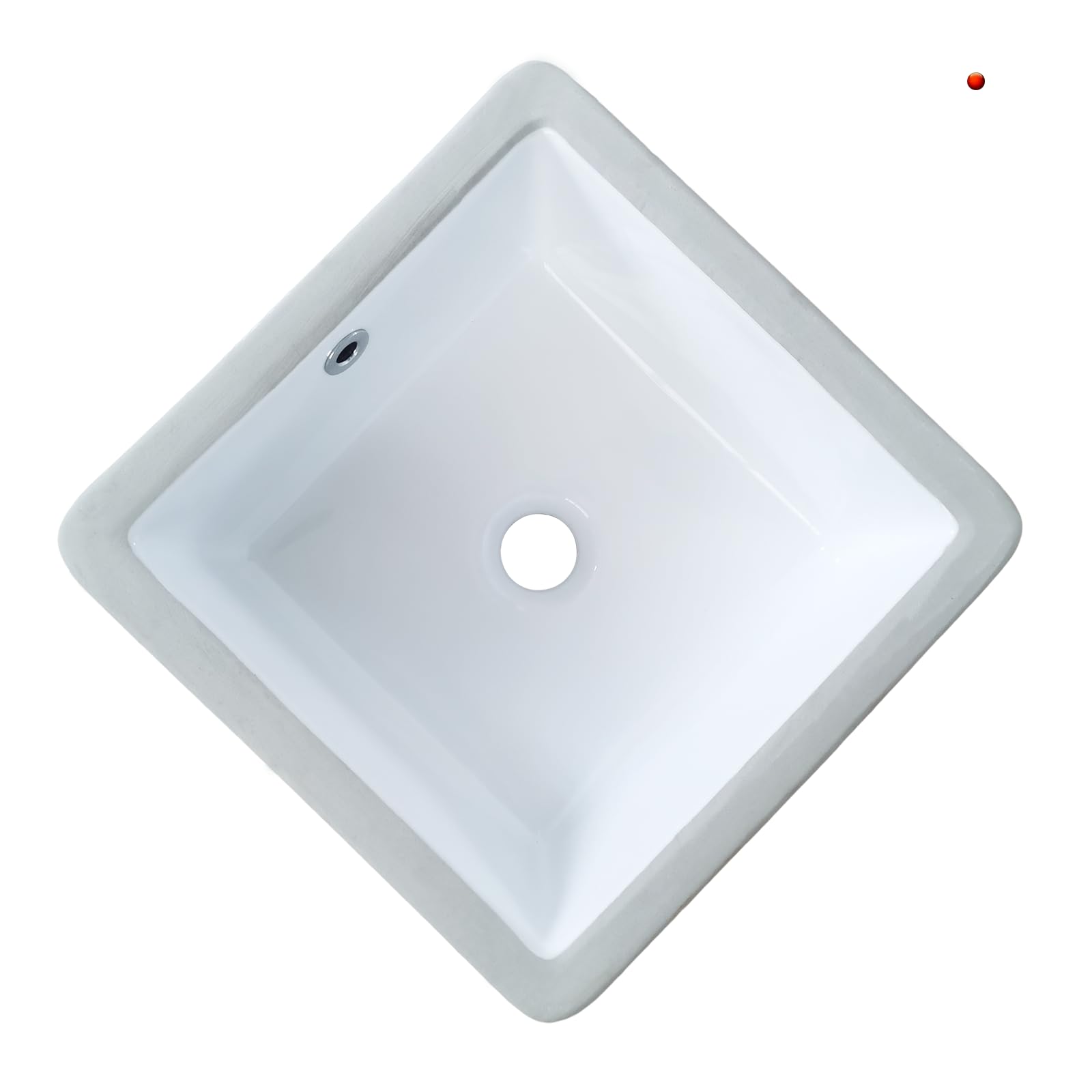 14 Inch Small Square White Undermount Bathroom Sink 13.75" x 13.75" Vanity Under Counter Basin Rectangle Vessel Sink Opening Size 11.5" x 11.5" Lavamanos Para Baños KINGWONG