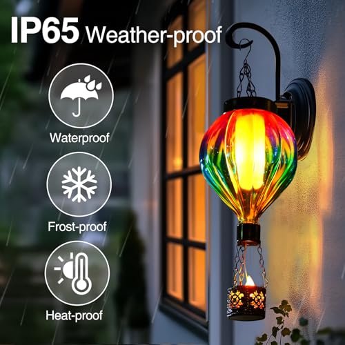 image for QeemTaco Hot Air Balloon Solar Lantern with Flickering Flame Gifts for