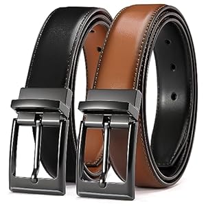 CHAOREN Reversible Belt Men 1 Piece – 1.25″ Leather Dress Belt – Trim to Fit for Elegant Style