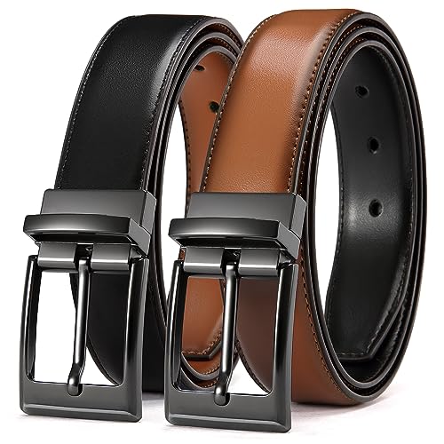 CHAOREN Reversible Belt Men 1 Piece – 1.25″ Leather Dress Belt – Trim to Fit for Elegant Style