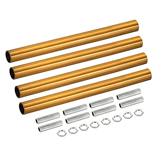 MECCANIXITY Threaded Extension Rod, 5.91" Lamp Pipe with Connector Light Fixture for Pendant Light Island Lighting Chandeliers Stems, Gold Bronze 4 Set