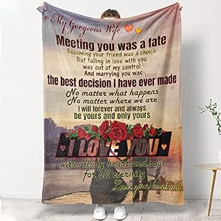 Blumuze Wife Gifts, Personalised Fleece Blanket Gifts for Wife on Valentine's Day, Wife Birthday Wedding from Husband, Presents for Wife, for Her 152 x 127CM