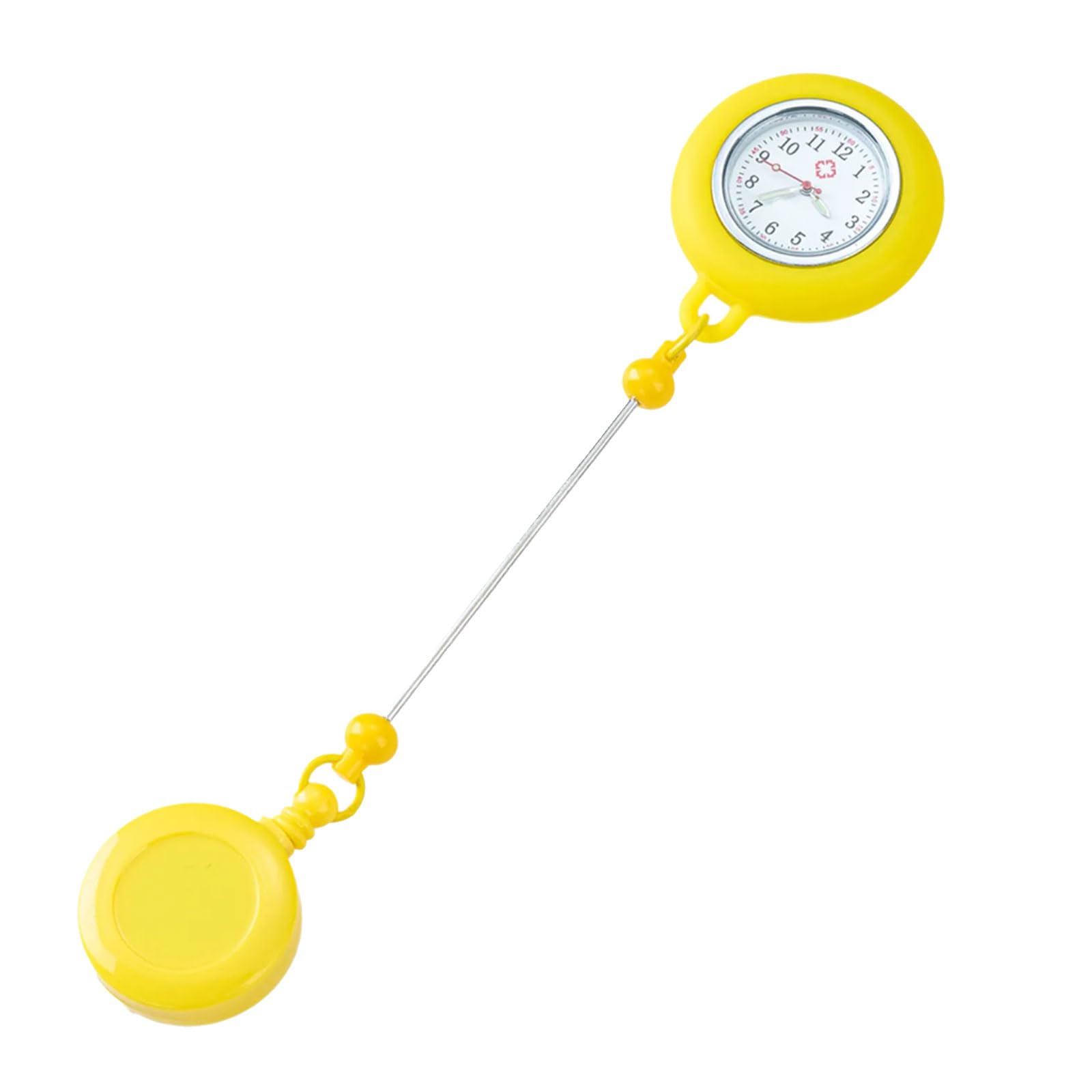 Buxuaaaa Candy Yellow Beadable Badge Holder With Glowing Nurse Watch Beadable Retractable Badge Reels Card Holder Watch For Nurse Doctor Healthcare