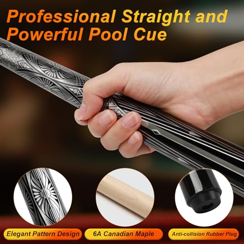 AKLOT Pool Queue, 58\ Professioneller Billiard Köe mit Teleskop-Verlängerungsqueue kanadisches Ahornholzqueue 19 oz mit Einstellbarer Gewichtsschraube auf 20 oz und 21 oz, mit Billardqueue-Koffer
