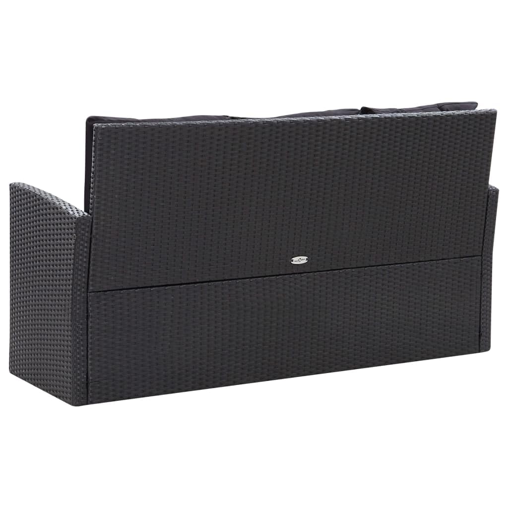 vidaXL Set Muebles de Jardín 6 Piezas y Cojines Conjunto Casa Patio Terraza Sofá Mesa Tablero Sillas Sillón Aire Libre Ratán Sintético Negro