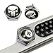 Aootf License Plate Screw Bolt Caps- Logo Billet Metal Car License Plate Bolts Frame Screw Cover with Black Skull Sticker, License Plate Frame Security Fastener Kit with Anti-Rattle Foam Pads