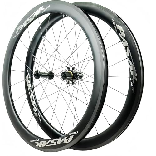KUNYOS Juego de Ruedas de Carbono 700C, 40/50/55 mm de Altura, Compatible con Frenos C/V, bujes de tracción Directa, Aluminio 7075, 1600 1735G,Blanca,55mm