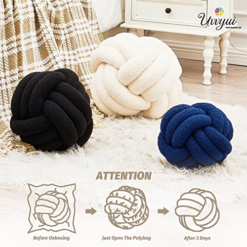 Image of Uvvyui Knot Pillow Ball, Soft Home Decorative Pillows, Round Throw Pillow, Handmade Knotted Plush Pillow, Round Boucle Pillow Cushion (Medium (Pack of 1) Cream)