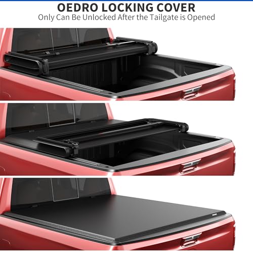 Image of OEDRO Upgraded Soft Tri-fold Truck Bed Tonneau Cover On Top Compatible with 2009-2014 Ford F150 F-150 with 5.5ft Bed