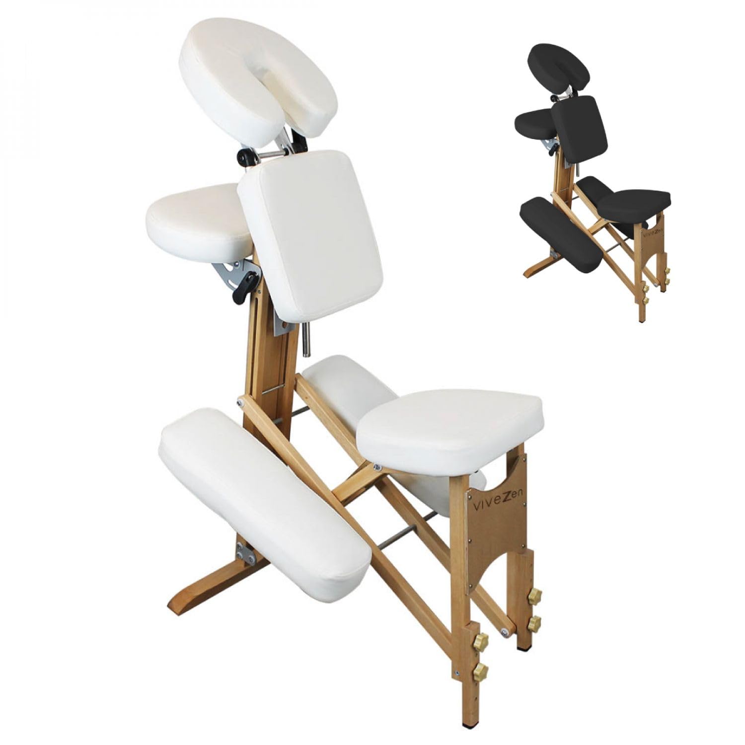 Vivezen Chaise de massage en bois pliable avec sac de transport 2 coloris