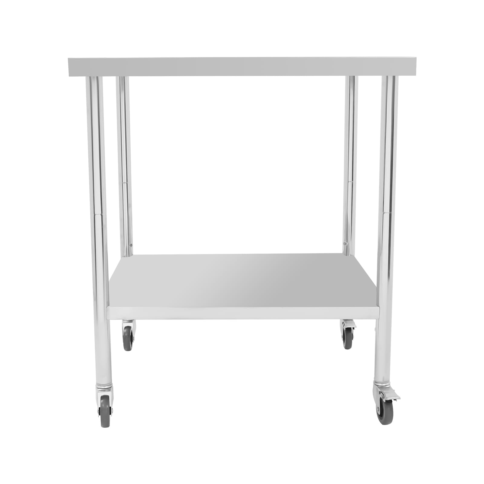 Table de travail en acier inoxydable 201 avec roulettes supportant 300 kg pour cuisine