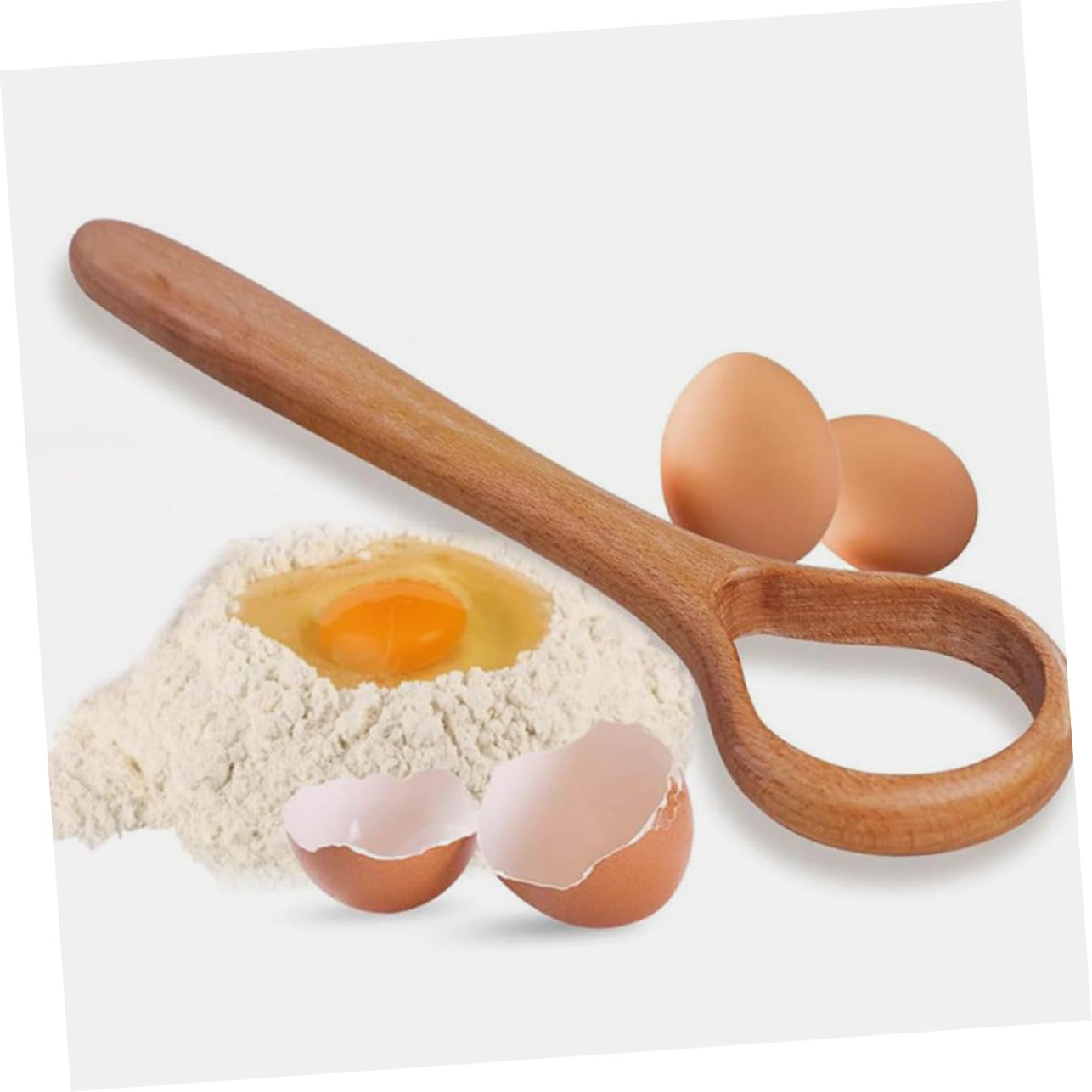Solid Wood Danish Sourdough Whisk with Long Handle Portable Wooden Mixing Stick for Bread Dough Non-stick Stirring Rod for Baking And Kitchen Use