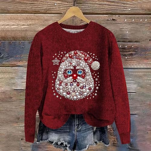 Sudadera fea de Navidad para mujer cómoda y sin picazón de punto rosso 2