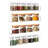 Douildhaiy 10 inch Spice Rack Wall Mounted,4 Pack Spice Organizer Shelf for Stove Cabinet Pantry Door, Adhesive or Screw Hanging Wall Spice Shelf Storage Holder in Kitchen and RV - Clear Color