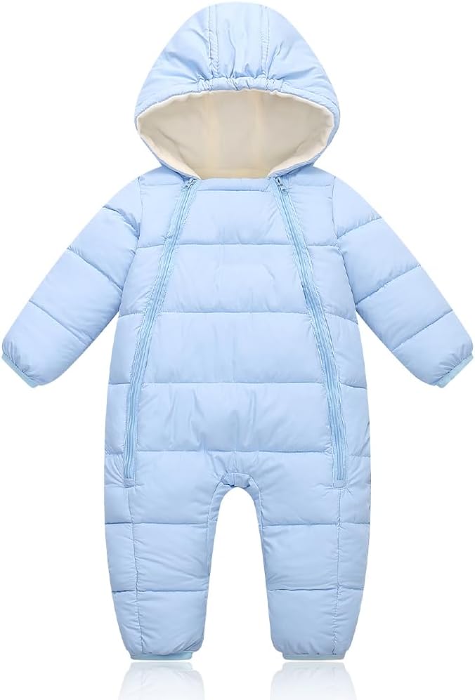 Infant Toddler Snowsuit Cute Newborn Winter Coat Warm Hooded Jumpsuit for Boys Girls 0-24 Months
