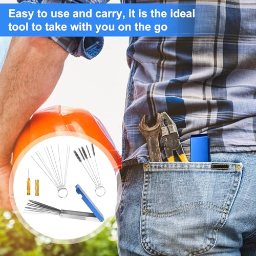 Image of Gosknor Carburetor Jet Cleaning Kit, Torch Tip Dirt Cleaner Set 13 Wires 10 Needles 5 Brushes 1 Pick Tool Kit Suitable for Auto Motorcycles ATV Welder Lawn Equipment Accessories