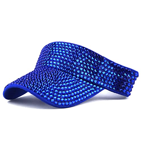 Image of Gudessly Shiny Rhinestones Sport Sun Visor Adjustable Summer Cap Visor Caps for Women Men