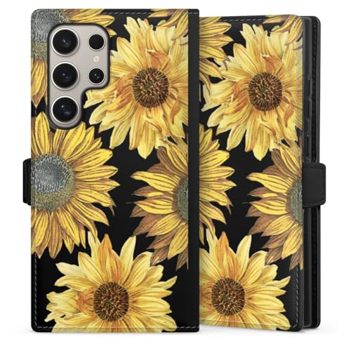 Étui magnétique transparent Samsung S24 Ultra avec motif floral vintage résistant