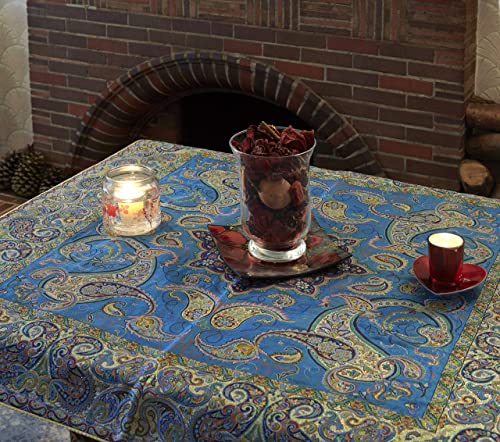 LPUK Shahkar Collection 2 Nappe carrée 100 % soie Bleu 100 cm Cover