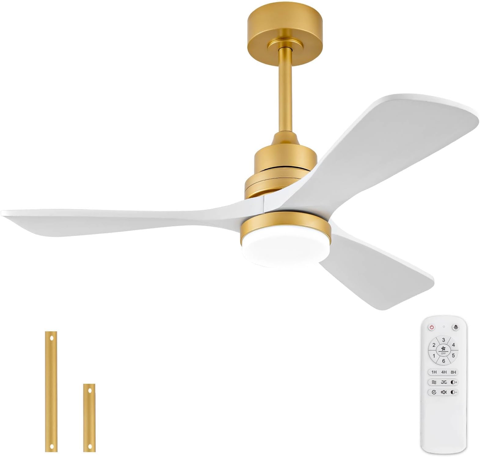 CHARMMA 42" Modern Ceiling Fan with Light and Remote Control, Reversible DC Motor for Quiet & Efficient Airflow, Dimmable LED with 3 Color Temperatures, 3 Wood Blades, for Living Room, Bedroom