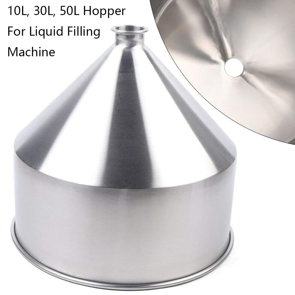 304 Edelstahl Trichter, 10L-50L Flüssigkeit Paste Fülltrichter Hochleistungstrichter Abfüllmaschine Trichter Für Flüssigkeiten Abfüllbehälter Behälter (Silber),10L,50.5mm